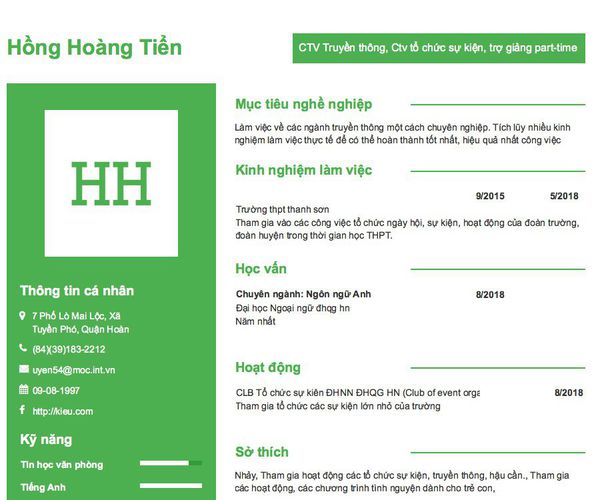 Gợi ý cách viết Mẫu CV tham khảo CTV Truyền thông, Ctv tổ chức sự kiện, trợ giảng part-time