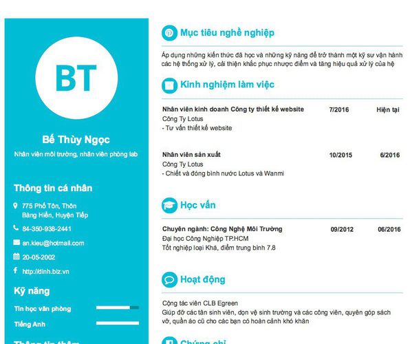 Gợi ý cách viết Mẫu CV tham khảo Nhân viên môi trường, nhân viên phòng lab