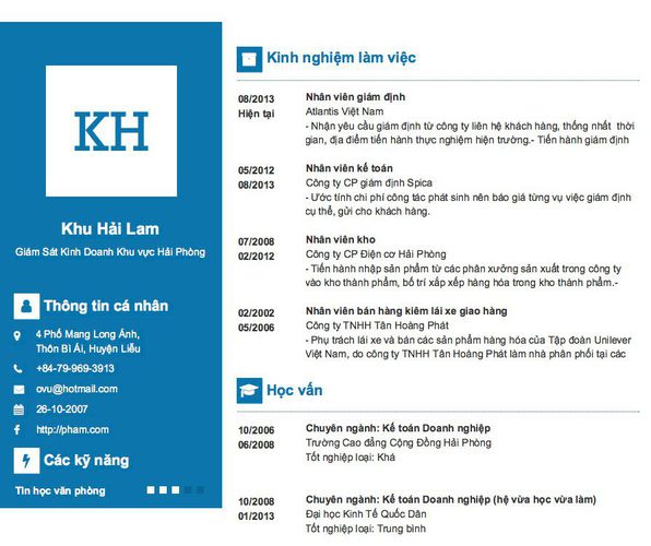 Gợi ý cách viết Mẫu CV tham khảo Giám Sát Kinh Doanh Khu vực Hải Phòng