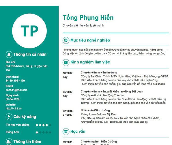 Gợi ý cách viết Mẫu CV tham khảo Chuyên viên tư vấn tuyển sinh