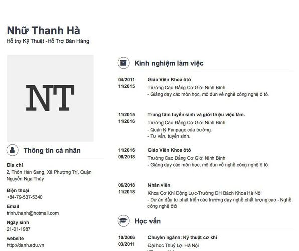 Mẫu CV Hỗ trợ Kỹ Thuật -Hỗ Trợ Bán Hàng