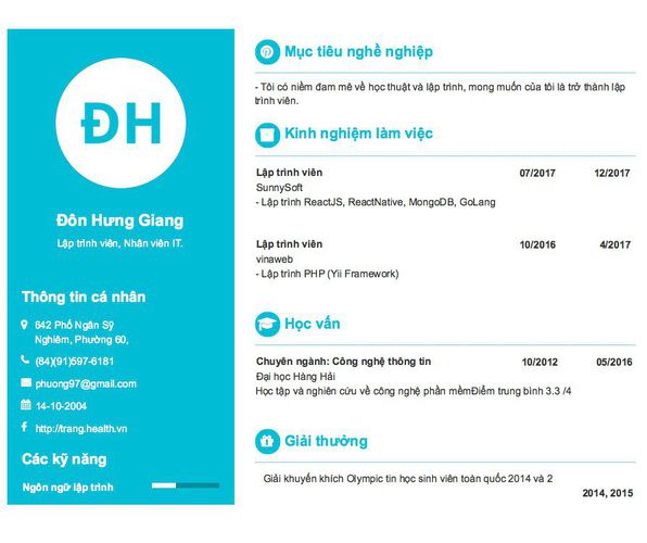 Mẫu CV Lập trình viên, Nhân viên IT.