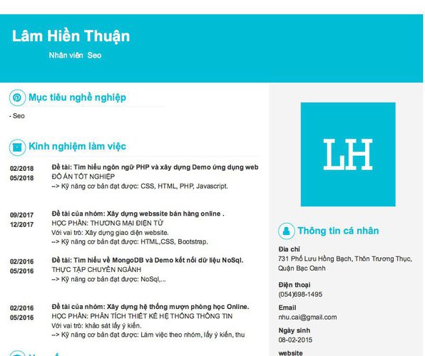Mẫu CV                   Nhân viên  Seo