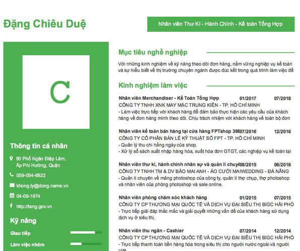 Gợi ý cách viết Mẫu CV tham khảo Nhân viên Thư Kí - Hành Chính - Kế toán Tổng Hợp