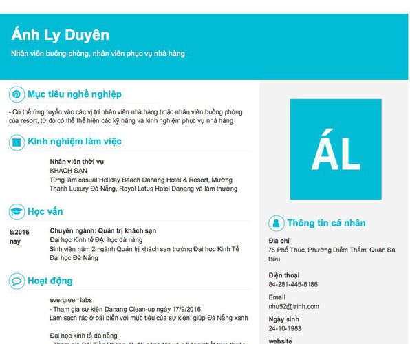 Gợi ý cách viết Mẫu CV tham khảo Nhân viên buồng phòng, nhân viên phục vụ nhà hàng