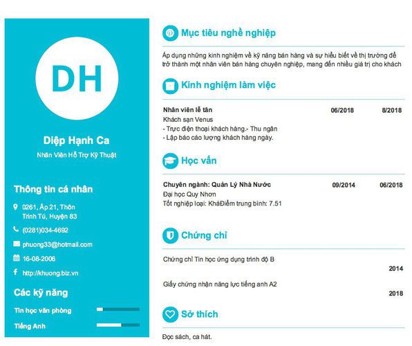 Mẫu CV Nhân Viên Hỗ Trợ Kỹ Thuật