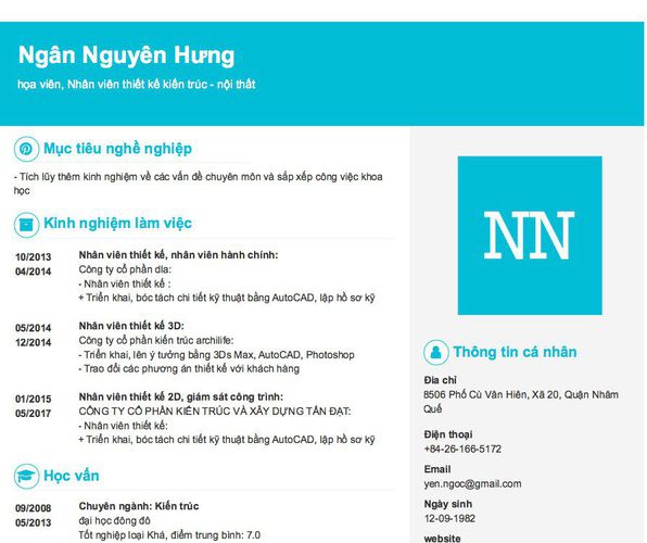Gợi ý cách viết Mẫu CV tham khảo họa viên, Nhân viên thiết kế kiến trúc - nội thất