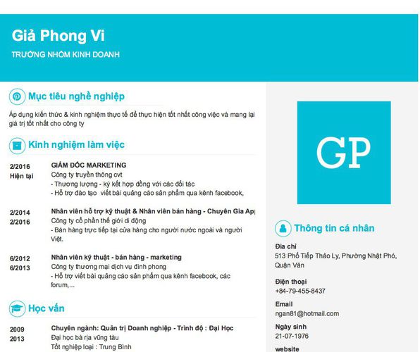 Gợi ý cách viết Mẫu CV tham khảo TRƯỞNG NHÓM KINH DOANH