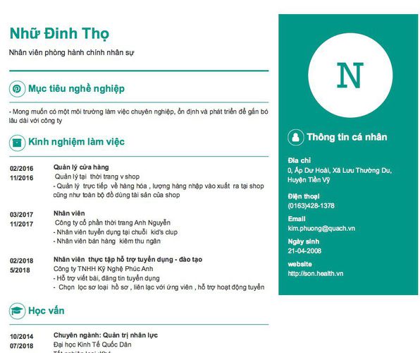 Gợi ý cách viết Mẫu CV tham khảo Nhân viên phòng hành chính nhân sự