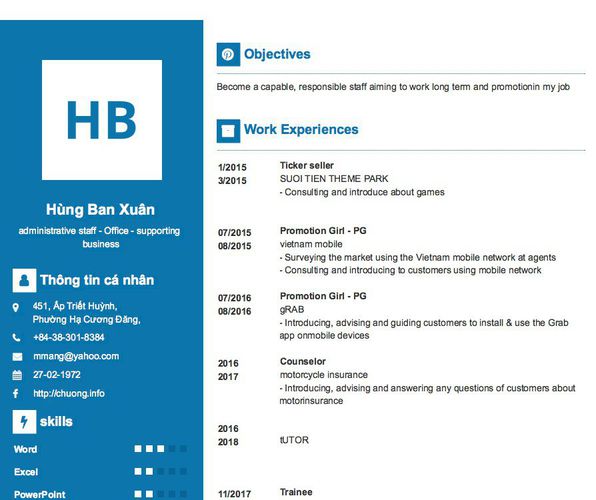Mẫu CV administrative staff - Office - supporting  business