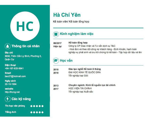 Gợi ý cách viết Mẫu CV tham khảo Kế toán viên/ Kế toán tổng hợp
