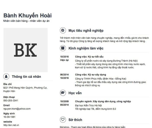 Gợi ý cách viết Mẫu CV tham khảo Nhân viên bán hàng - nhân viên dự án