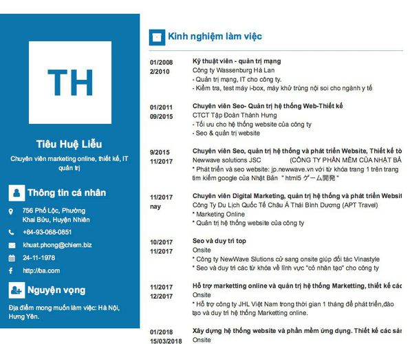 Gợi ý cách viết Mẫu CV tham khảo Chuyên viên marketing online, thiết kế, IT quản trị