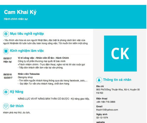 Gợi ý cách viết Mẫu CV tham khảo Hành chính nhân sự