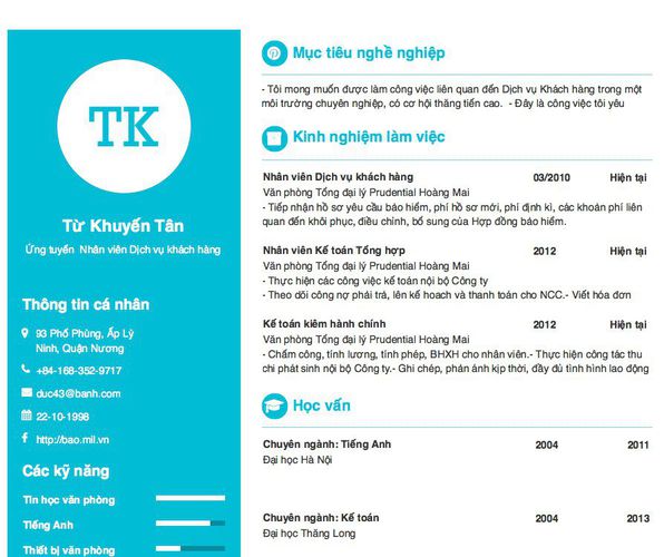 Gợi ý cách viết Mẫu CV tham khảo Ứng tuyển  Nhân viên Dịch vụ khách hàng