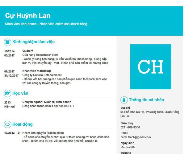 Gợi ý cách viết Mẫu CV tham khảo Nhân viên kinh doanh - Nhân viên chăm sóc khách hàng