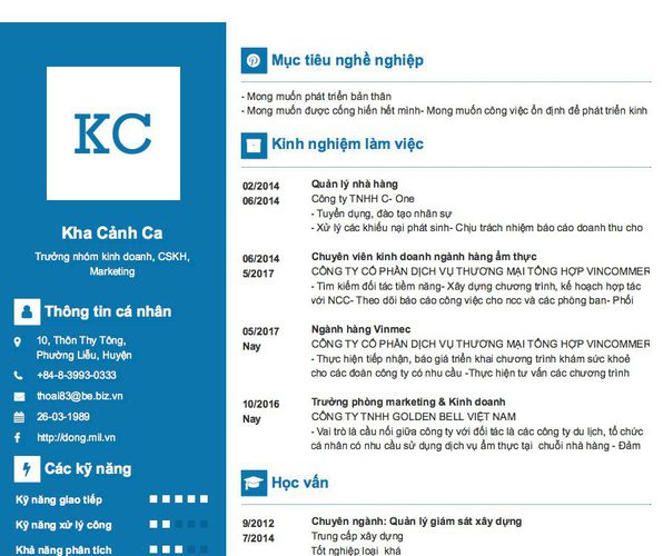 Gợi ý cách viết Mẫu CV tham khảo Trưởng nhóm kinh doanh, CSKH, Marketing