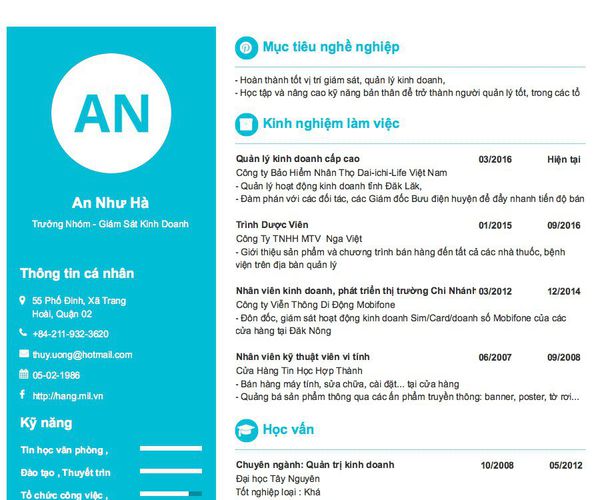 Gợi ý cách viết Mẫu CV tham khảo Trưởng Nhóm - Giám Sát Kinh Doanh