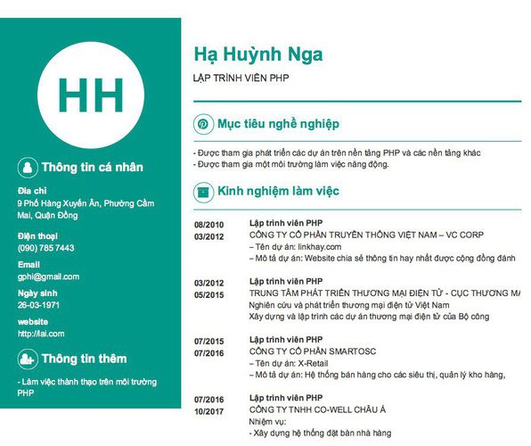 Mẫu CV LẬP TRÌNH VIÊN PHP