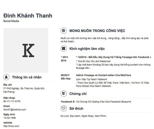 Gợi ý cách viết Mẫu CV tham khảo Social Media