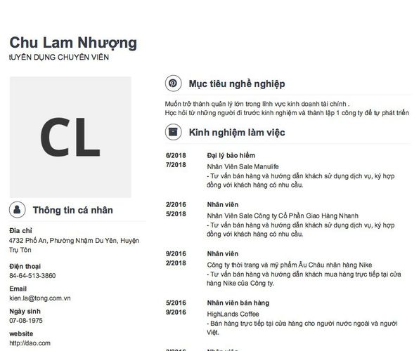 Mẫu CV tUYỂN DỤNG CHUYÊN VIÊN