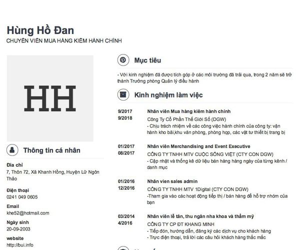 Gợi ý cách viết Mẫu CV tham khảo CHUYÊN VIÊN MUA HÀNG KIÊM HÀNH CHÍNH