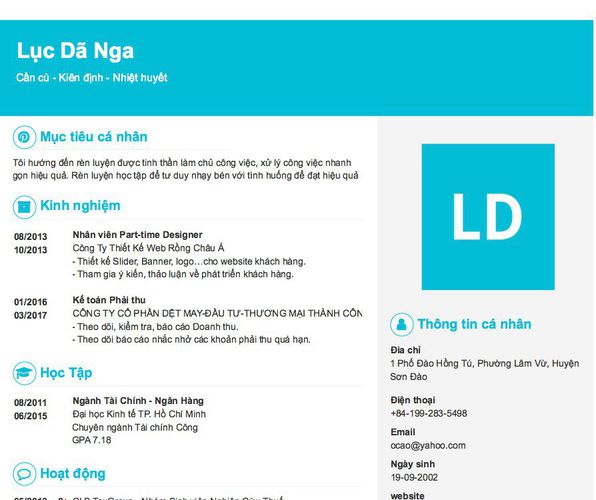 Gợi ý cách viết Mẫu CV tham khảo Cần cù - Kiên định - Nhiệt huyết