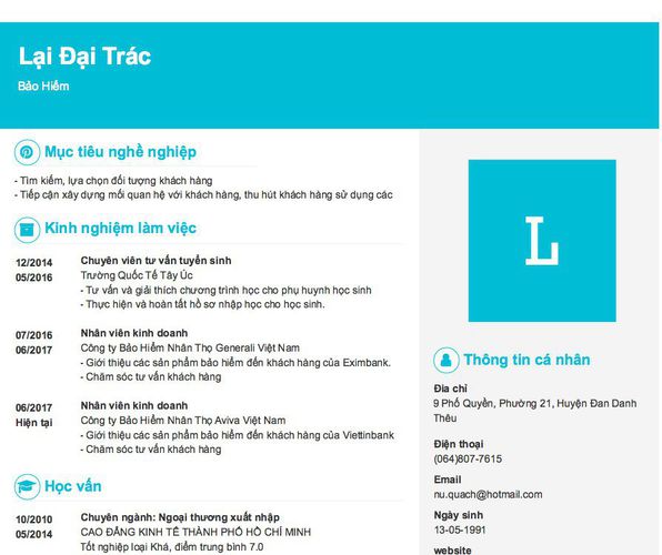 Gợi ý cách viết Mẫu CV tham khảo Bảo Hiểm