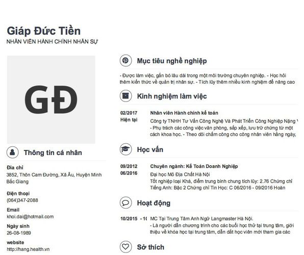 Mẫu CV NHÂN VIÊN HÀNH CHÍNH NHÂN SỰ