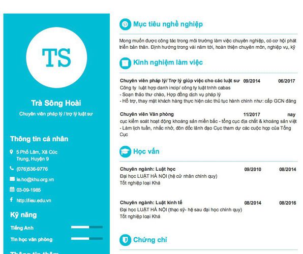 Gợi ý cách viết Mẫu CV tham khảo Chuyên viên pháp lý / trợ lý luật sư