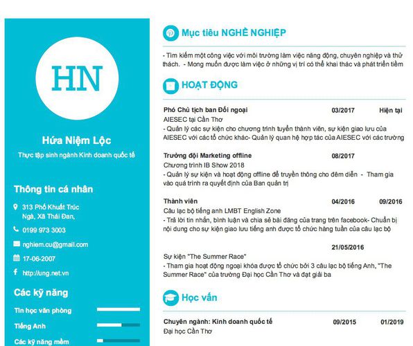 Gợi ý cách viết Mẫu CV tham khảo Thực tập sinh ngành Kinh doanh quốc tế