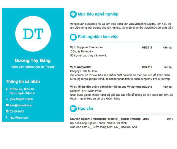 Gợi ý cách viết Mẫu CV tham khảo Nhân Viên Nghiên Cứu Thị Trường