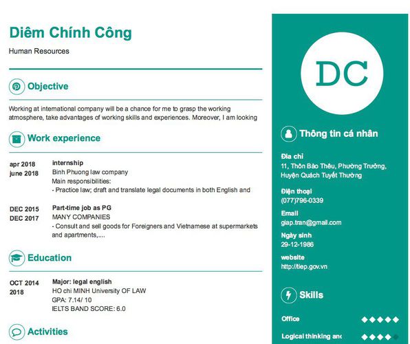 Mẫu CV Human Resources