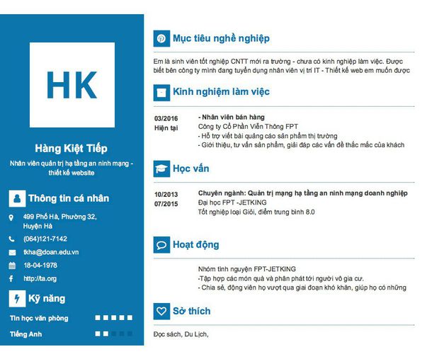 Gợi ý cách viết Mẫu CV tham khảo Nhân viên quản trị hạ tầng an ninh mạng -thiết kế website