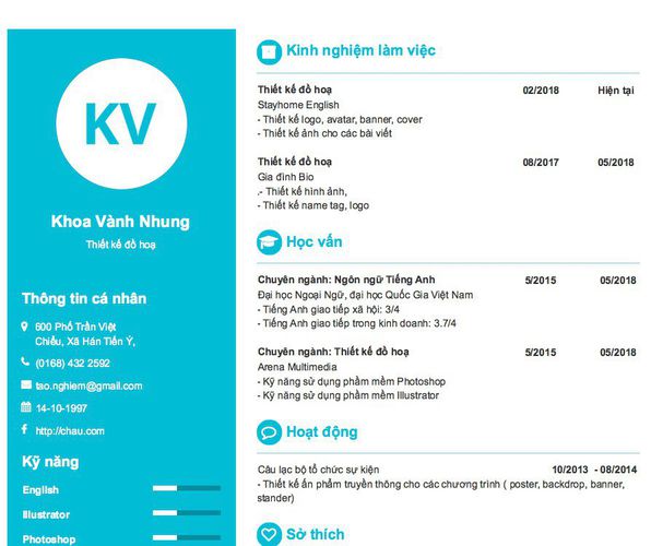 Mẫu CV Thiết kế đồ hoạ
