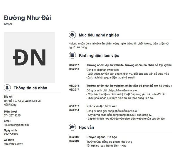 Mẫu CV Tester