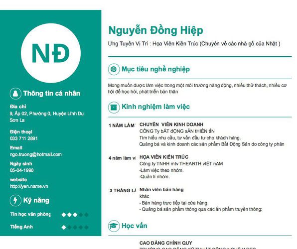 Gợi ý cách viết Mẫu CV tham khảo Ứng Tuyển Vị Trí : Họa Viên Kiến Trúc (Chuyên về các nhà gỗ của Nhật )