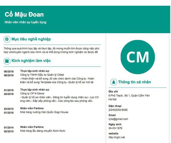 Gợi ý cách viết Mẫu CV tham khảo Nhân viên nhân sự tuyển dụng