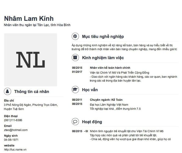 Gợi ý cách viết Mẫu CV tham khảo Nhân viên thu ngân tại Tân Lạc, tỉnh Hòa Bình