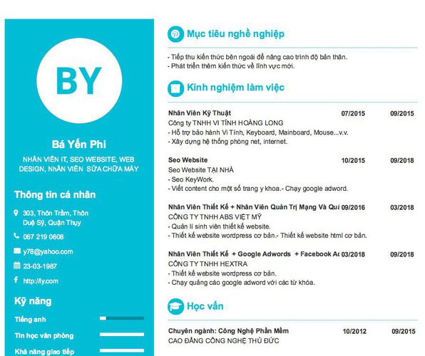 Gợi ý cách viết Mẫu CV tham khảo NHÂN VIÊN IT, SEO WEBSITE, WEB DESIGN, NhÂN VIÊN  SỬA CHỮA MÁY TÍNH