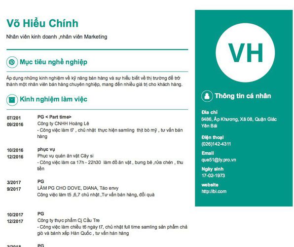 Gợi ý cách viết Mẫu CV tham khảo Nhân viên kinh doanh ,nhân viên Marketing