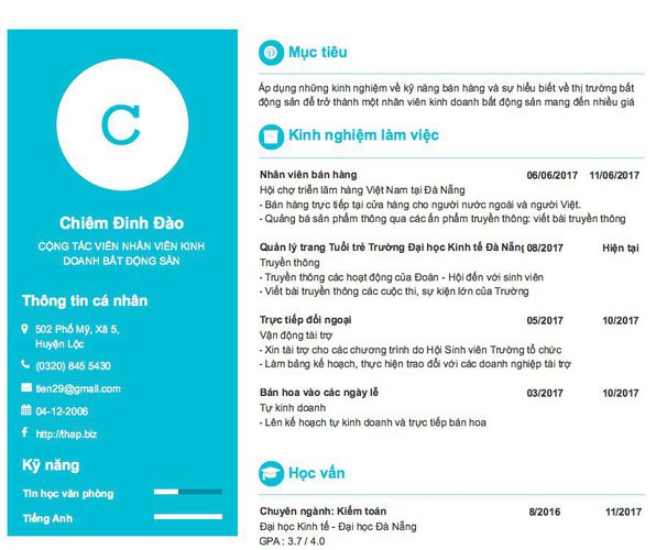 Gợi ý cách viết Mẫu CV tham khảo CỘNG TÁC VIÊN NHÂN VIÊN KINH DOANH BẤT ĐỘNG SẢN