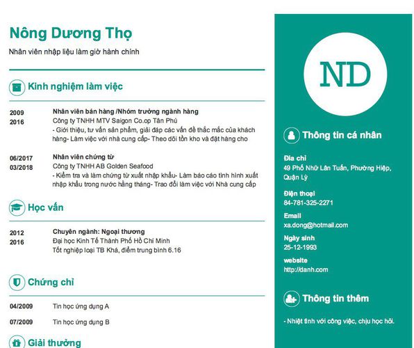 Gợi ý cách viết Mẫu CV tham khảo Nhân viên nhập liệu làm giờ hành chính