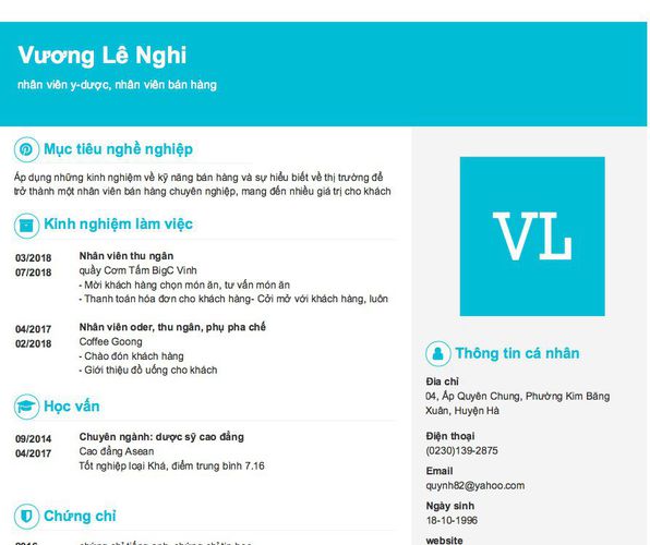 Gợi ý cách viết Mẫu CV tham khảo nhân viên y-dược, nhân viên bán hàng