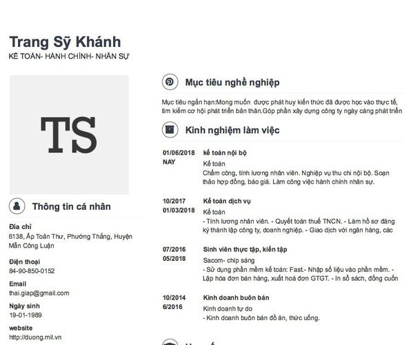 Mẫu CV KẾ TOÁN- HÀNH CHÍNH- NHÂN SỰ