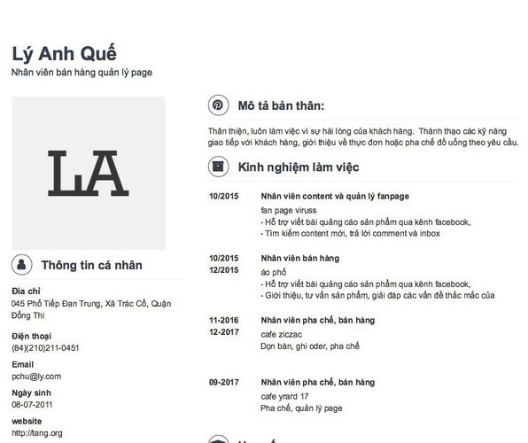 Gợi ý cách viết Mẫu CV tham khảo Nhân viên bán hàng quản lý page