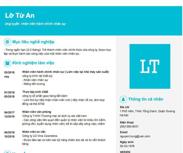 Gợi ý cách viết Mẫu CV tham khảo ứng tuyển  nhân viên hành chính nhân sự