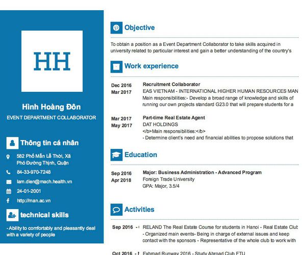 Mẫu CV EVENT DEPARTMENT COLLABORATOR