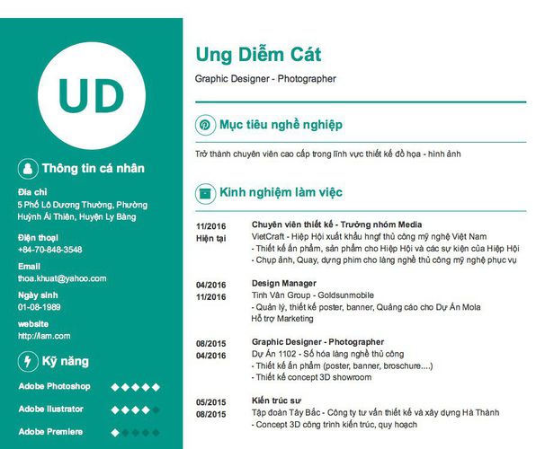 Mẫu CV Graphic Designer - Photographer