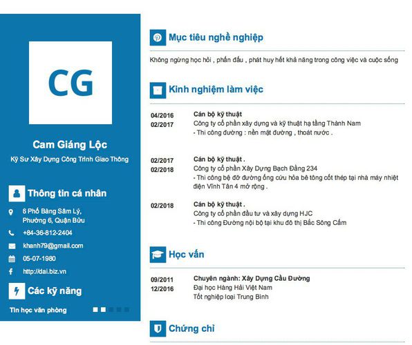 Gợi ý cách viết Mẫu CV tham khảo Kỹ Sư Xây Dựng Công Trình Giao Thông